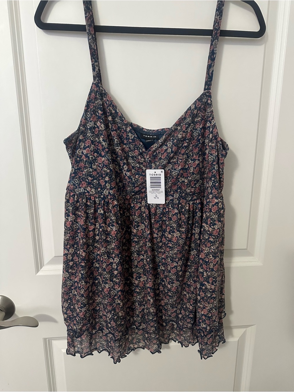 torrid navy floral babydoll cami with pink print